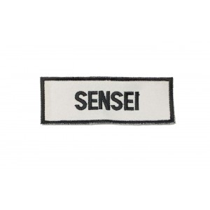 P1176  SENSEI   (WHITE WITH BLACK LETTERS AND BORDER)